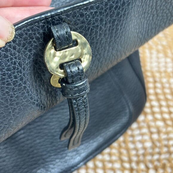 Annabel Ingall Australia | Tara Satchel | Black Pebble Leather w/ Gold Hardware - Picture 10 of 16